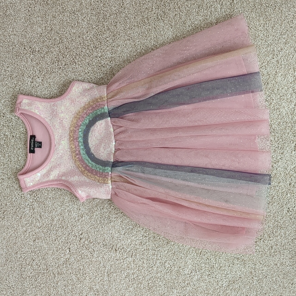 Zunie Sleeveless Rainbow Sequin Dress